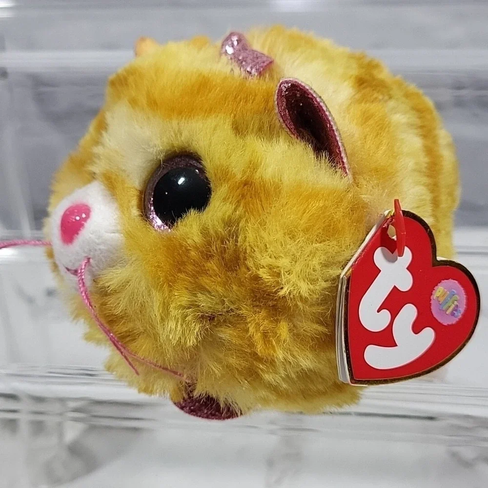 Ty Puffies Collection Tabitha‎ Plush Mini Round Tossable Beanie Baby Tiger Cat